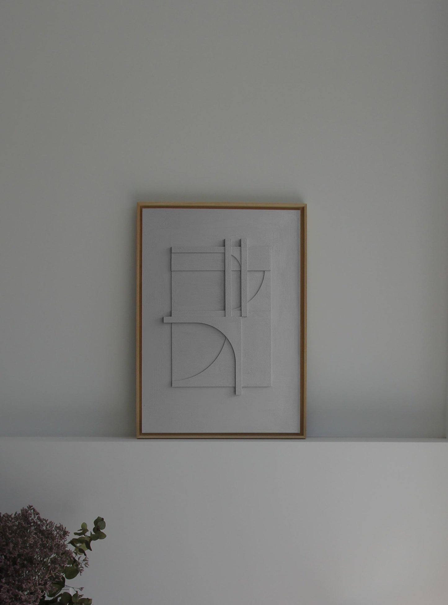Cuadro abstracto para dormitorio. Diseño contemporáneo a base de superposición de capas y geometrías que encajan en perfecta armonía.