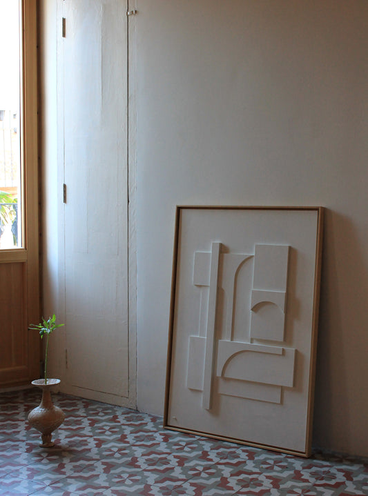 Cuadro blanco grande para salón. Arte contemporáneo por Teresa Darocas.