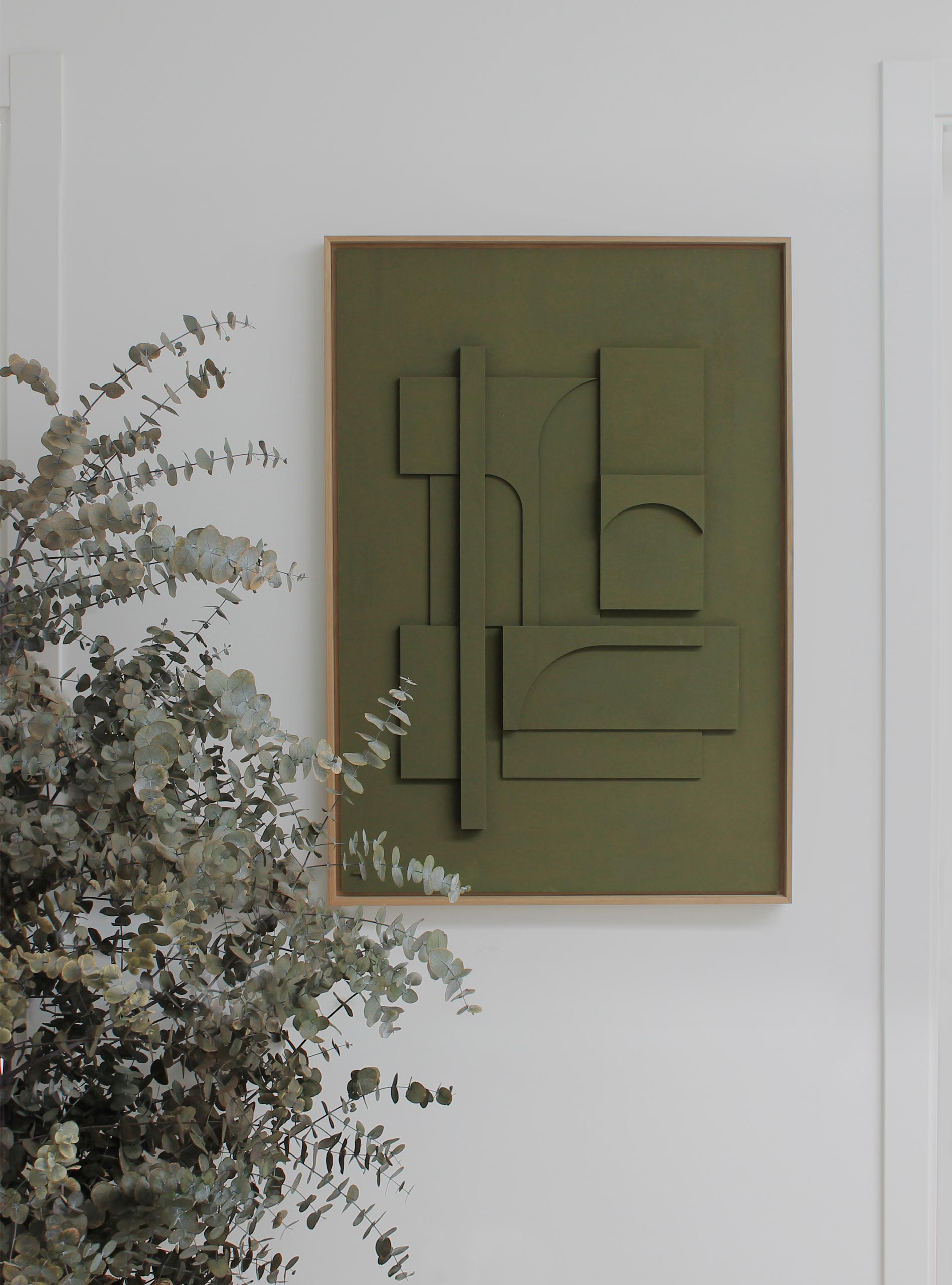 Cuadro grande verde para salón. Obra de arte contemporáneo para casas modernas, minimalistas. Autoría: Teresa Darocas.